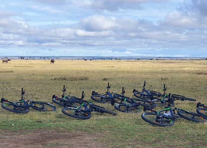 Cycling with Wildlife through Lewa Downs Conservancy